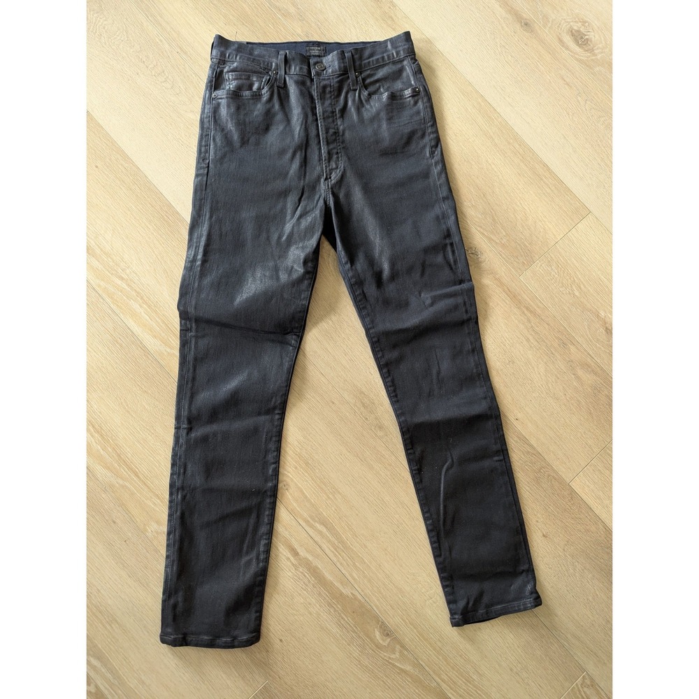 Citizens of Humanity Olivia High Rise Slim Ankle Wax Coated Black Jeans 28